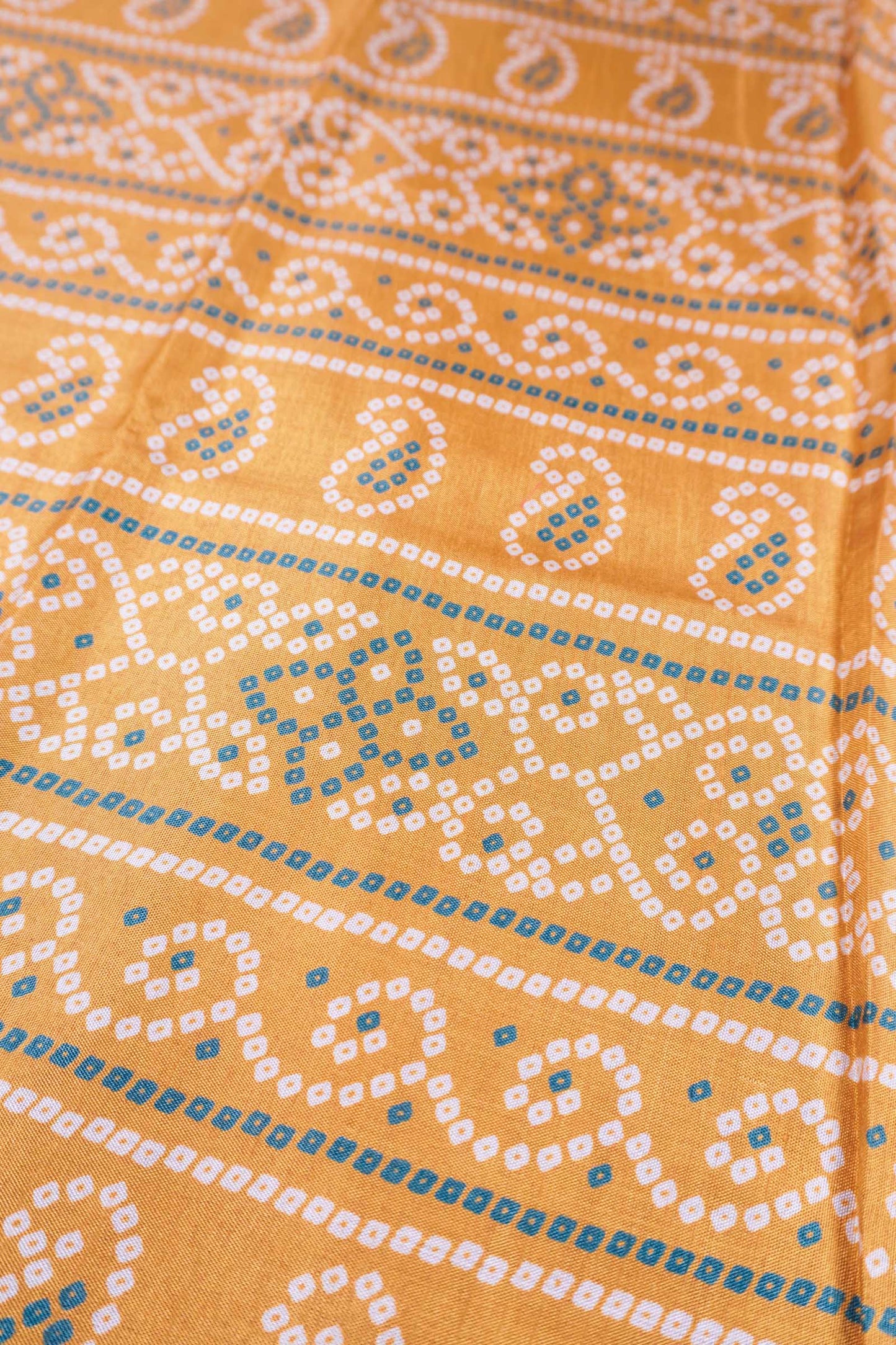 Golden Yellow Semi Dola Rangoli Print Zari Border Saree