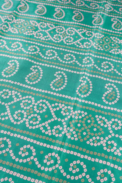 Peacock Blue Semi Dola Rangoli Print Zari Border Saree