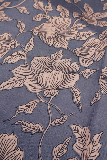 Dark Grey Semi Dola Pink Zari Border Saree