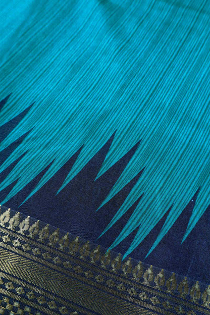 Blue Semi Dola Zari Border Fancy Pallu Blouse Saree