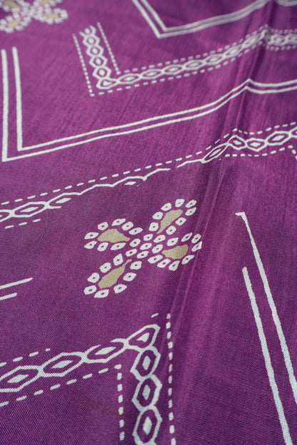 Burgundy Semi Dola Fancy Stripes Print Zari Border Saree