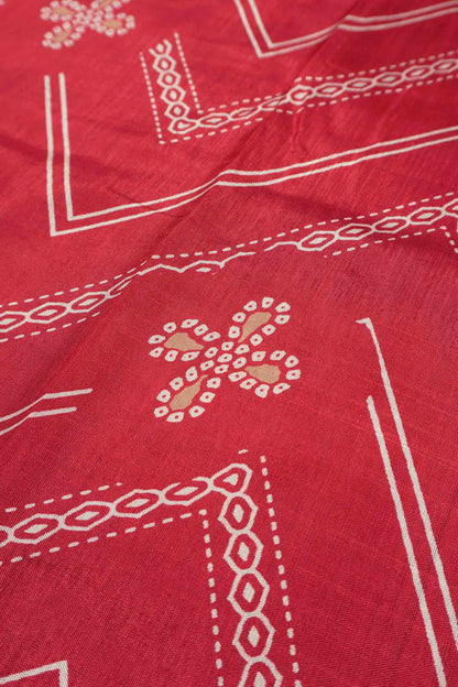 Maroon Semi Dola Fancy Stripes Print Zari Border Saree