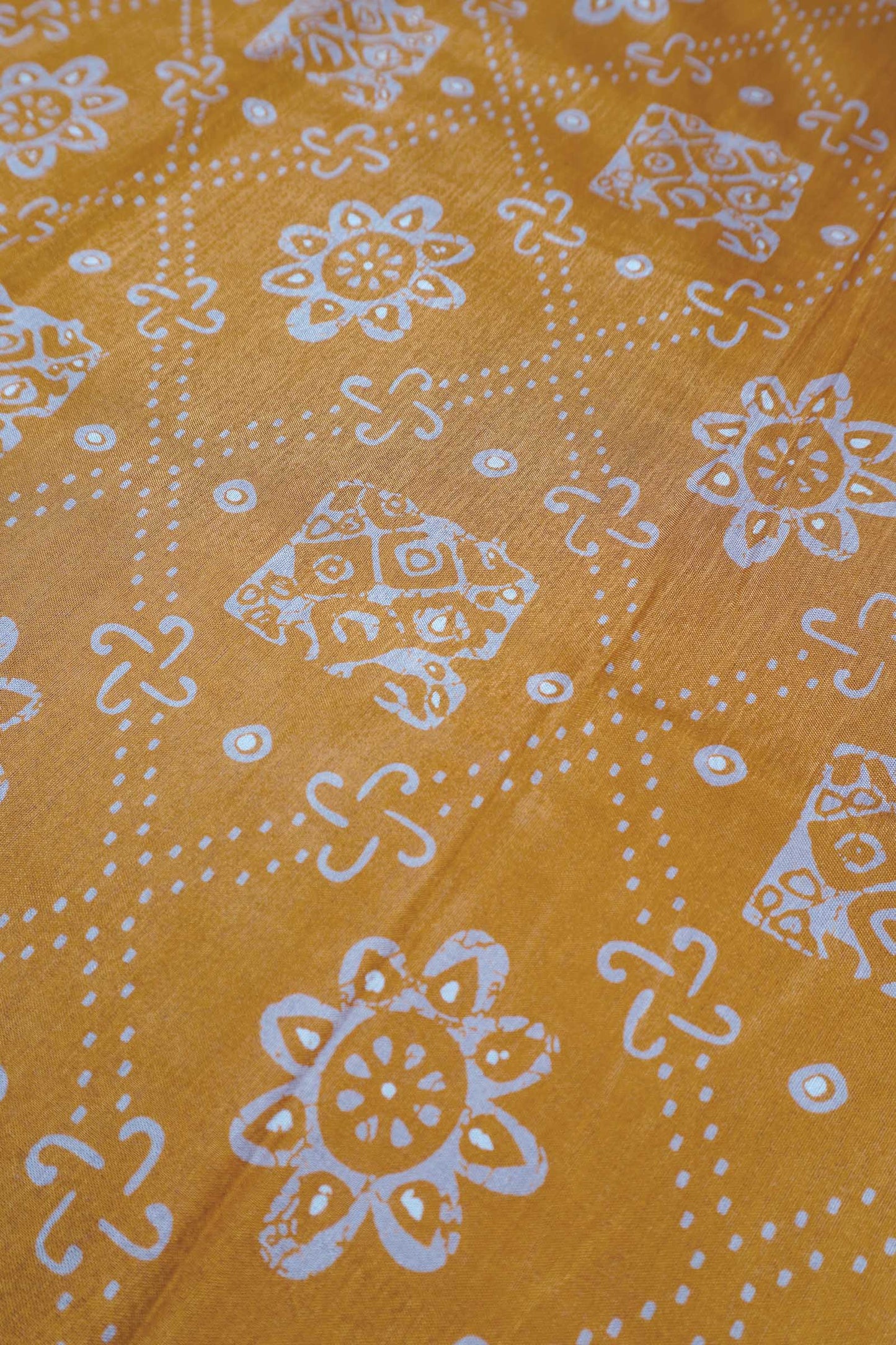 Dark Golden Yellow Semi Dola Floral Frames Zari Border Saree