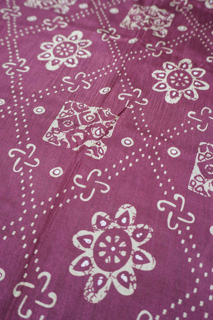 Dark Violet Semi Dola Floral Frames Print Zari Border Saree
