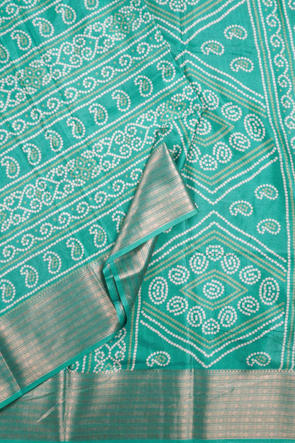 Peacock Blue Semi Dola Rangoli Print Zari Border Saree