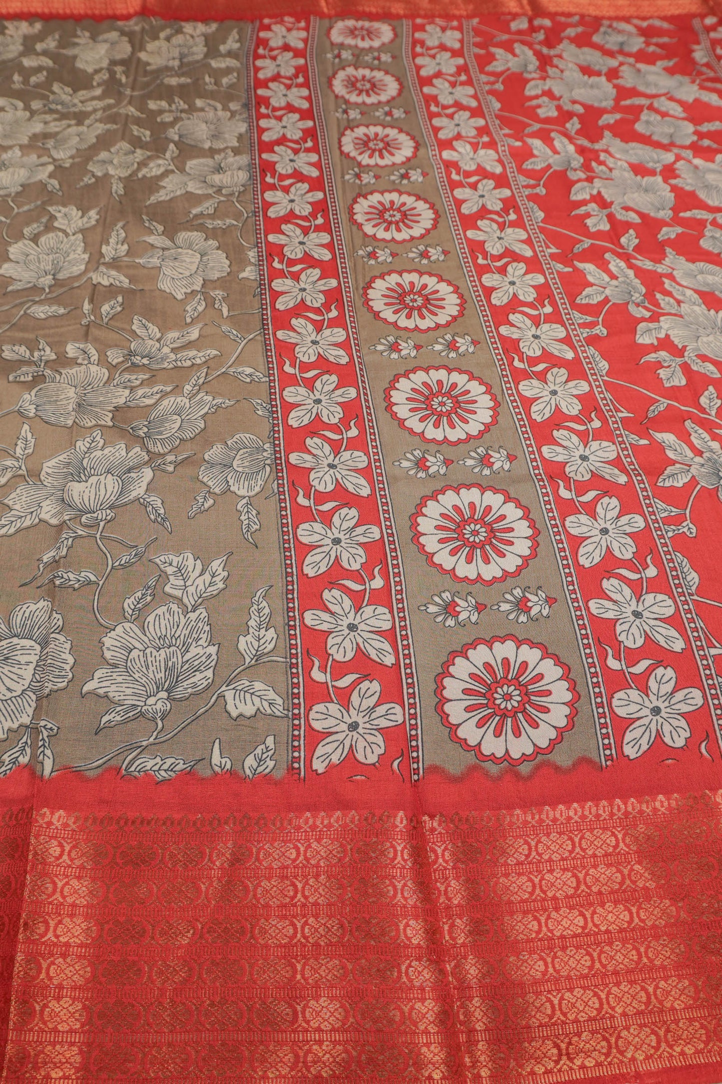 Dark Grey Semi Dola Maroon Zari Border Saree