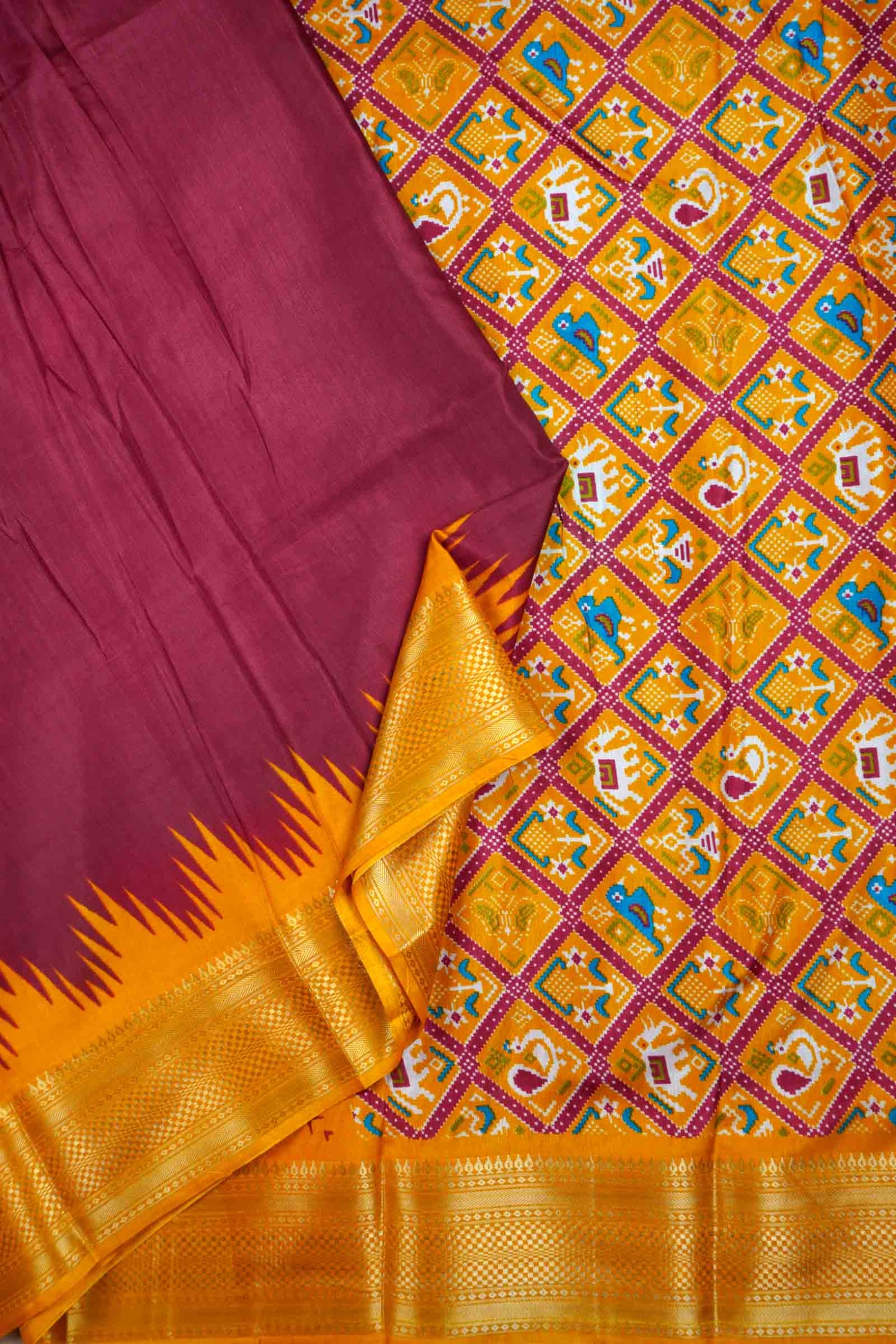 Maroon Semi Dola Zari Border Fancy Pallu  Blouse Saree