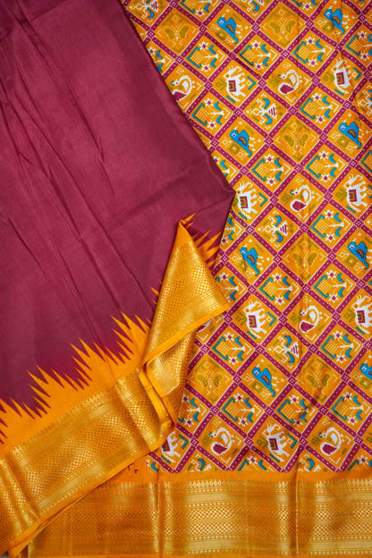 Maroon Semi Dola Zari Border Fancy Pallu  Blouse Saree