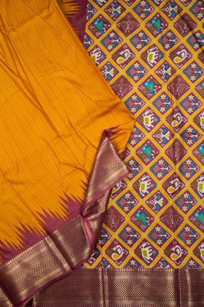 Yellow Semi Dola Zari Border Fancy Pallu Blouse Saree