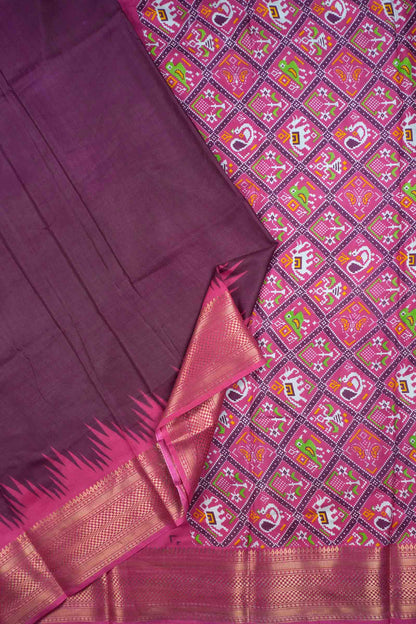 Dark Wine Semi Dola Zari Border Fancy Pallu Blouse Saree