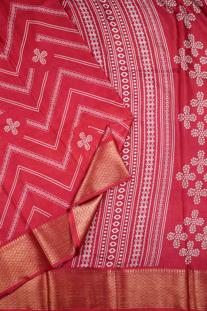 Maroon Semi Dola Fancy Stripes Print Zari Border Saree