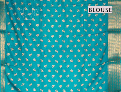 Violet Semi Dola Summer Florals Print Zari Border Saree