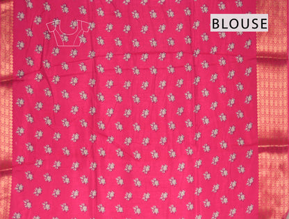 Dark Grey Semi Dola Pink Zari Border Saree