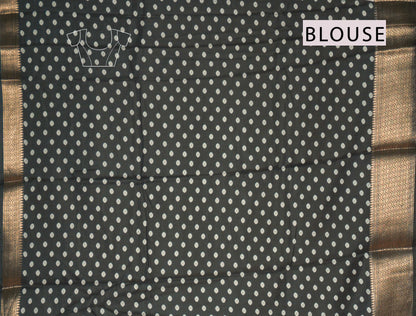 Black and white Semi Dola Peacock Florals Print Zari Border Saree