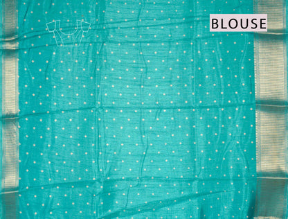 Blue Semi Dola Warli Print Zari Border Saree