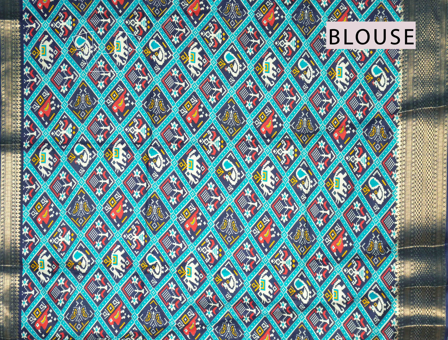 Blue Semi Dola Zari Border Fancy Pallu Blouse Saree