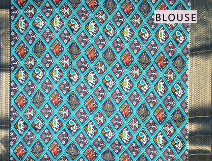 Blue Semi Dola Zari Border Fancy Pallu Blouse Saree