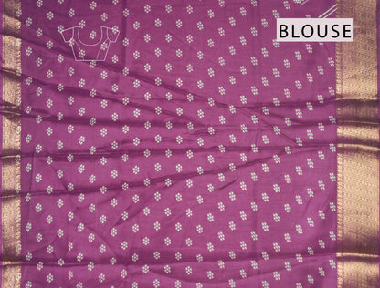 Burgundy Semi Dola Fancy Stripes Print Zari Border Saree