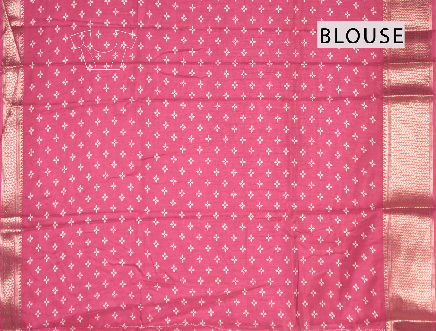 Pink Semi Dola Floral Frames Print Zari Border Saree