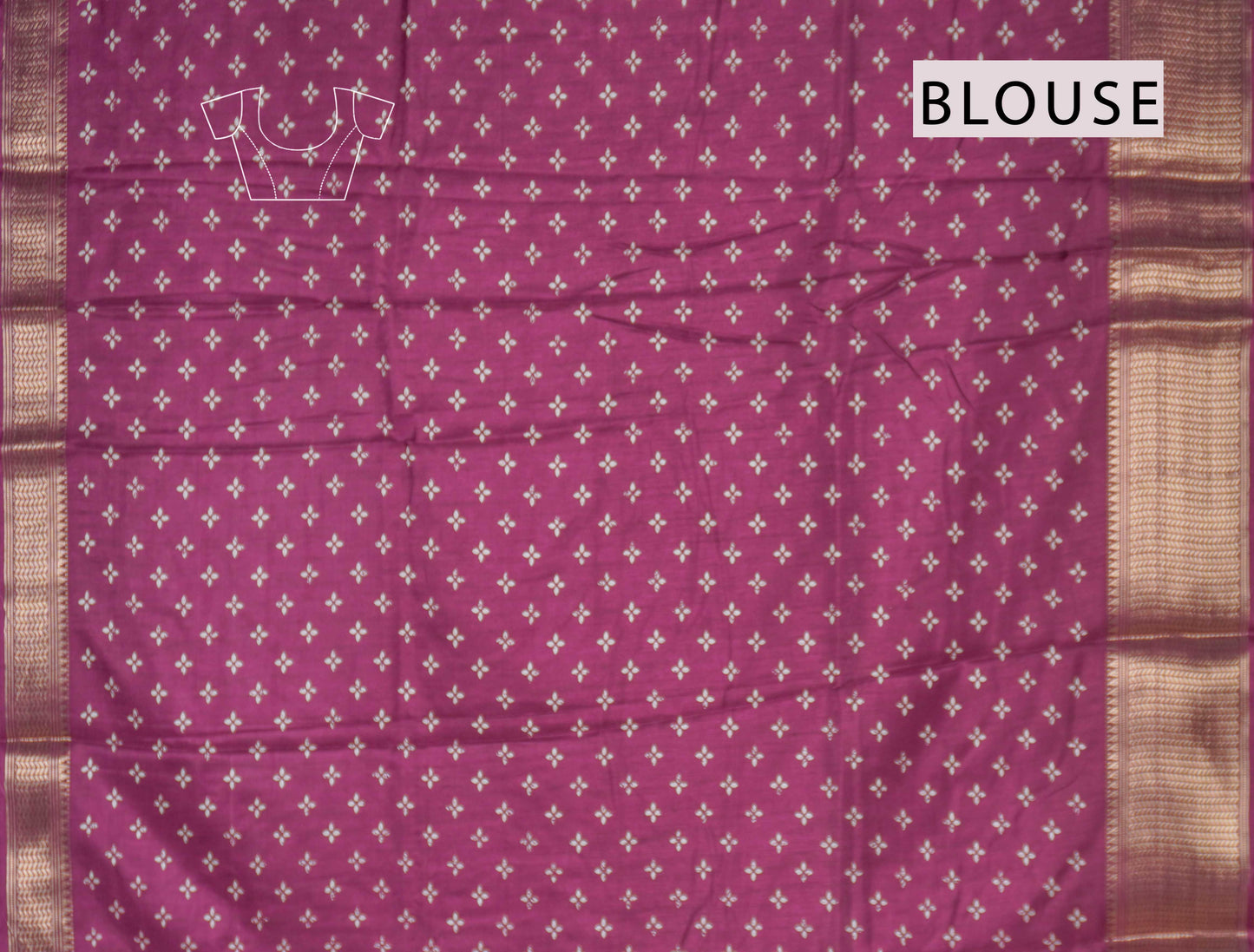 Dark Violet Semi Dola Floral Frames Print Zari Border Saree