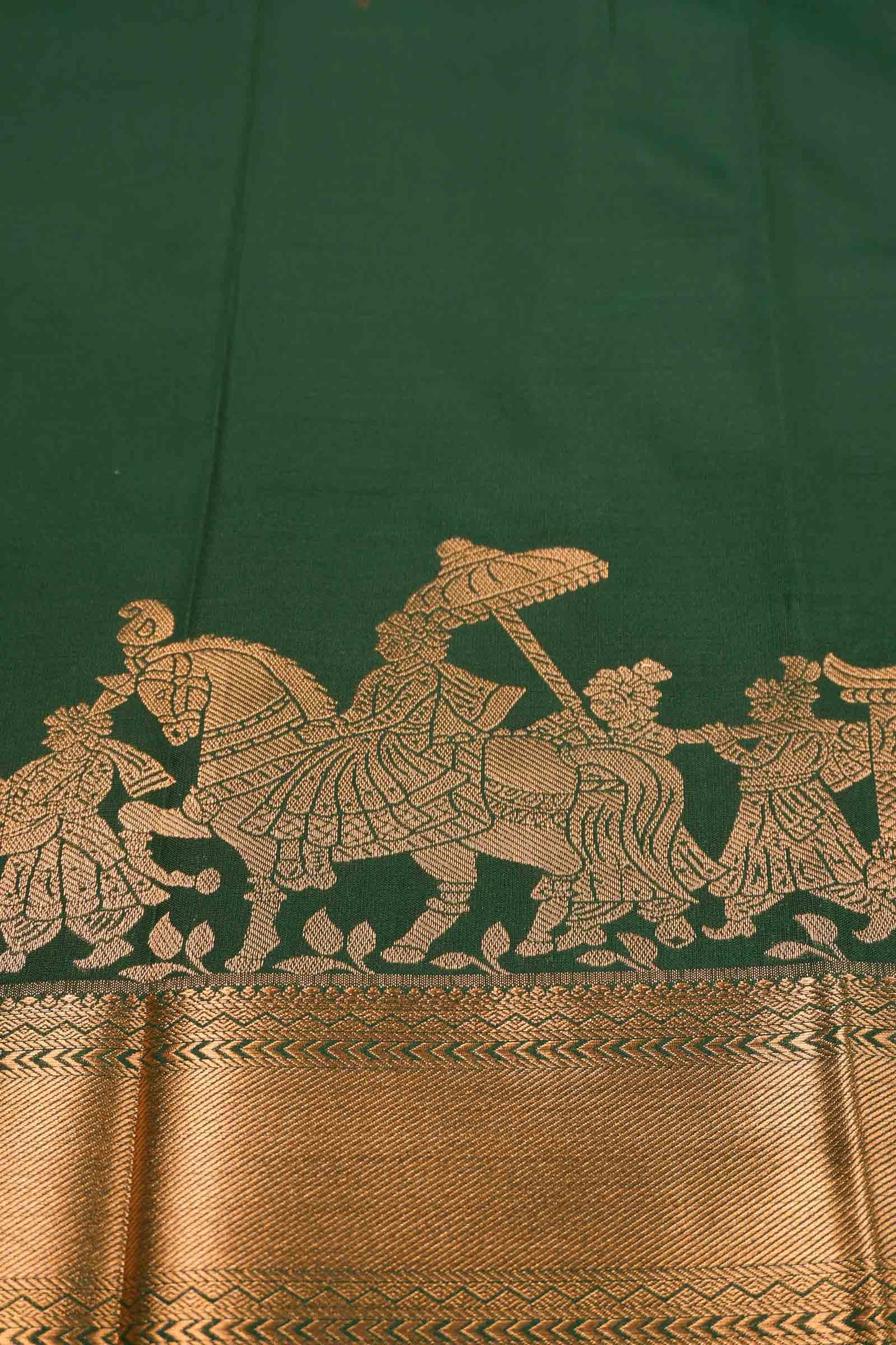 Dark Green Semi Soft Silk Small Butta Royal Palanquin Saree