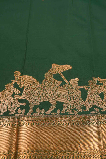Dark Green Semi Soft Silk Small Butta Royal Palanquin Saree