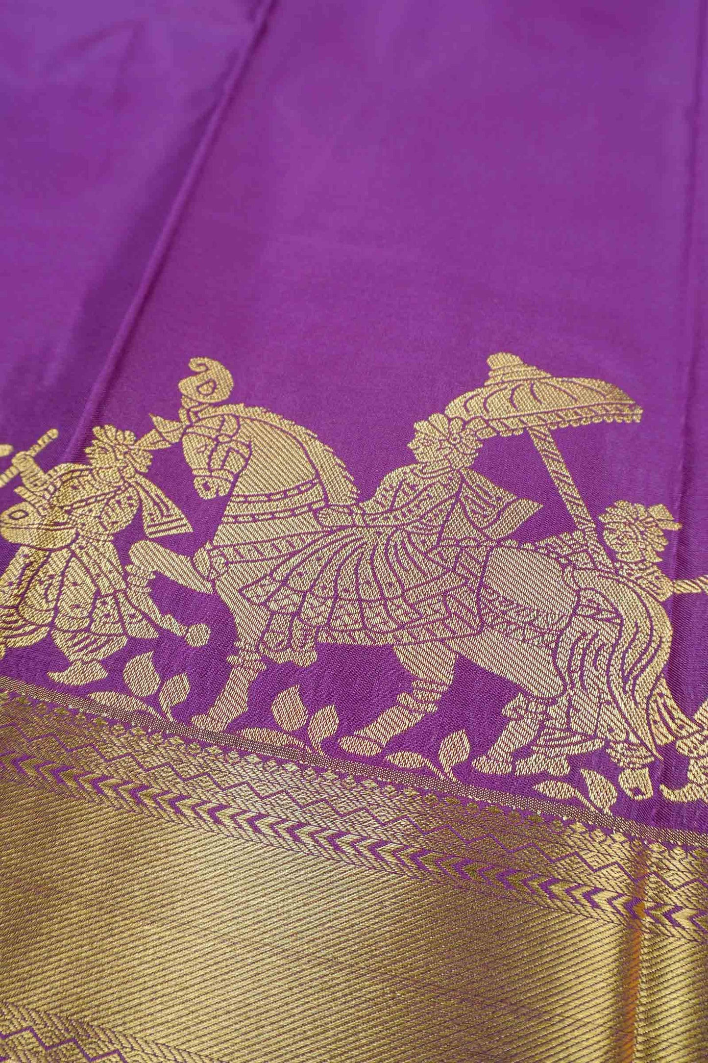 Purple Semi Soft Silk Small Butta Palanquin Zari Border Semi Soft Silk Saree