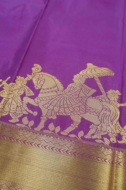 Purple Semi Soft Silk Small Butta Palanquin Zari Border Semi Soft Silk Saree