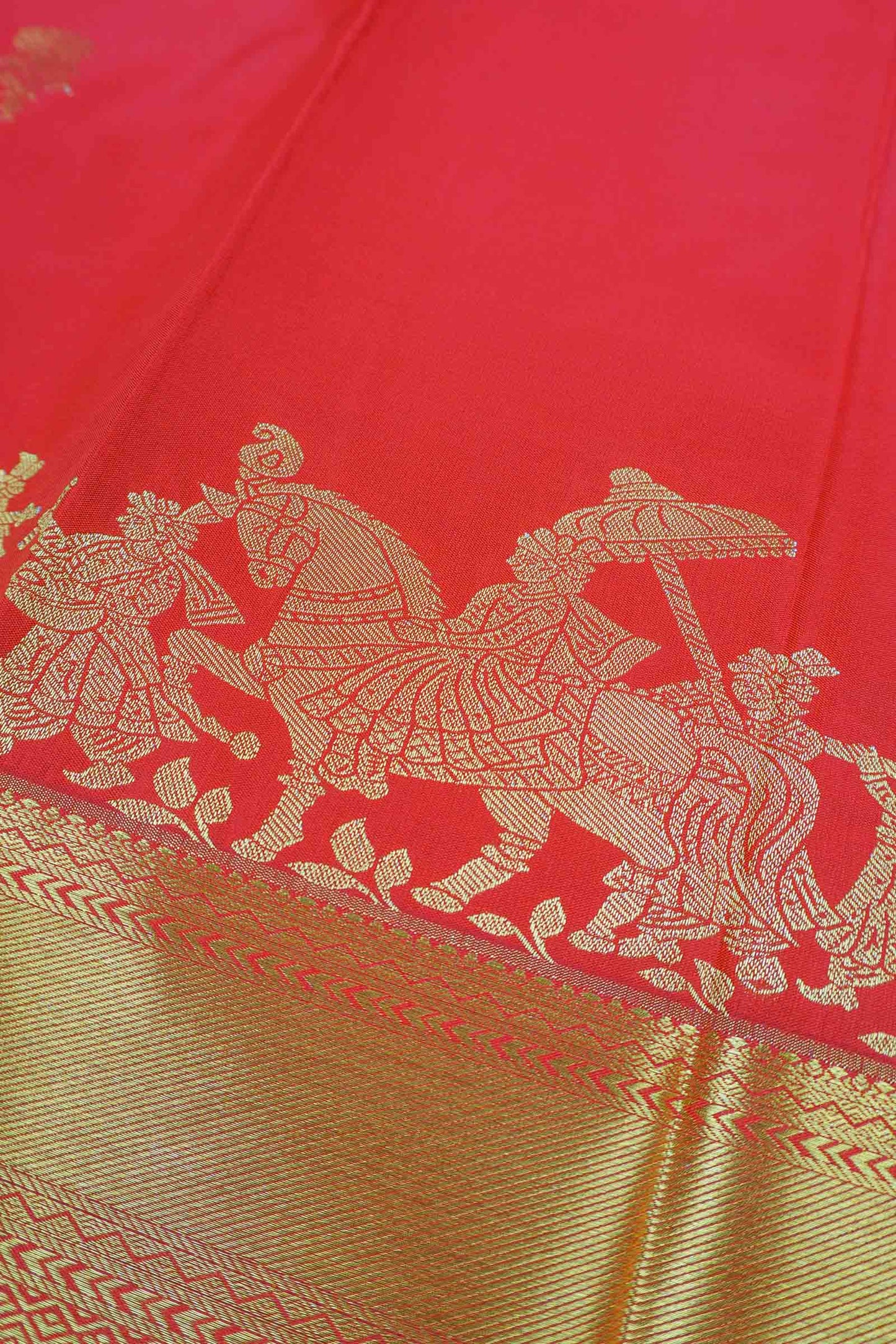 Red Colour Semi Soft Silk Small Butta Pallaku Zari Border Saree