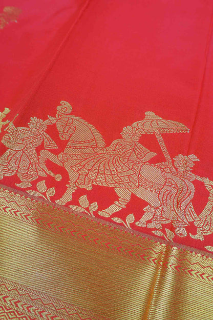 Red Colour Semi Soft Silk Small Butta Pallaku Zari Border Saree