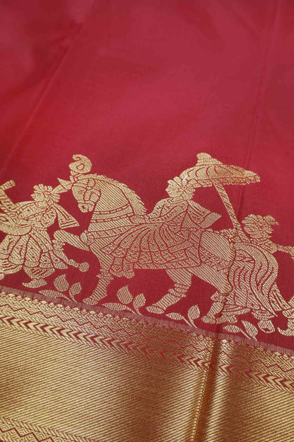 Deep Maroon Semi Soft Silk Small Butta Palanquin Zari  Border Saree