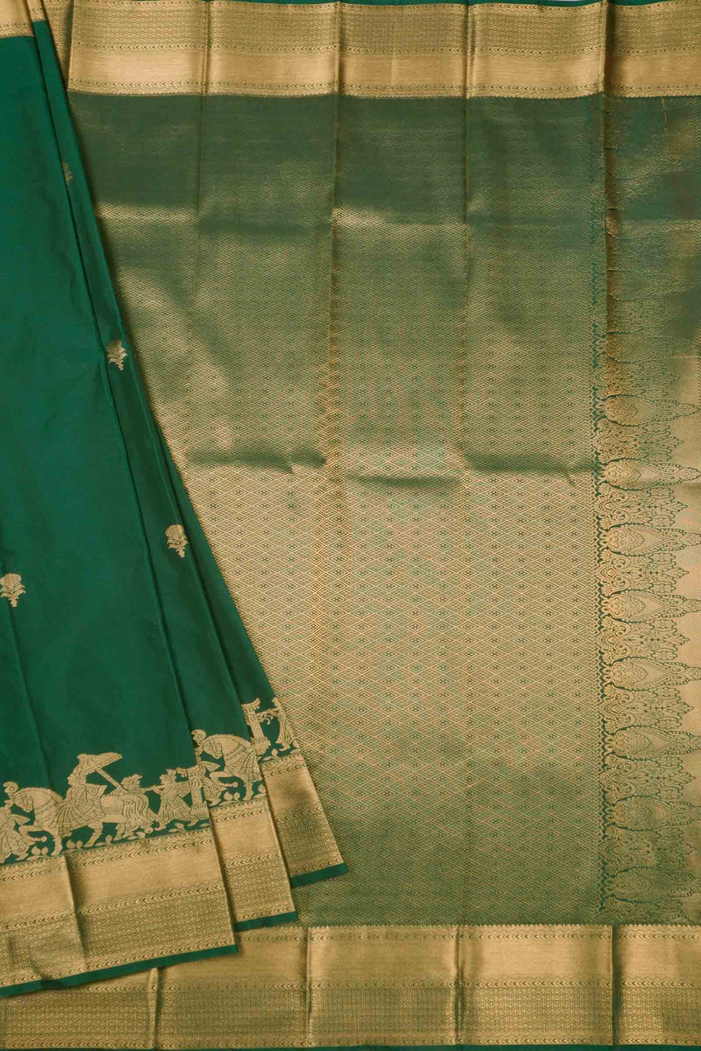 Dark Green Semi Soft Silk Small Butta Royal Palanquin Saree
