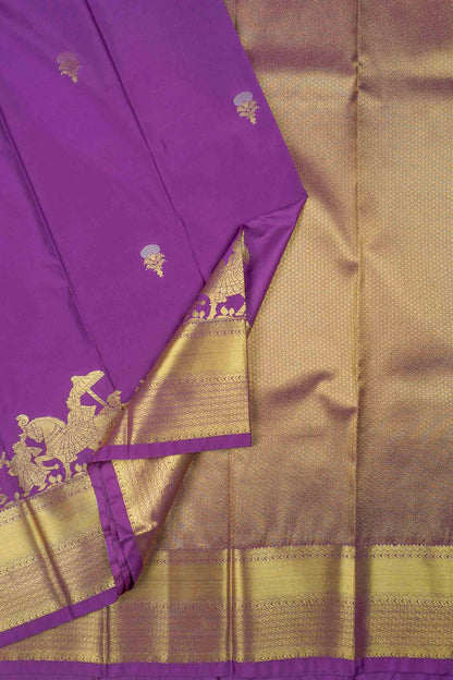 Purple Semi Soft Silk Small Butta Palanquin Zari Border Semi Soft Silk Saree