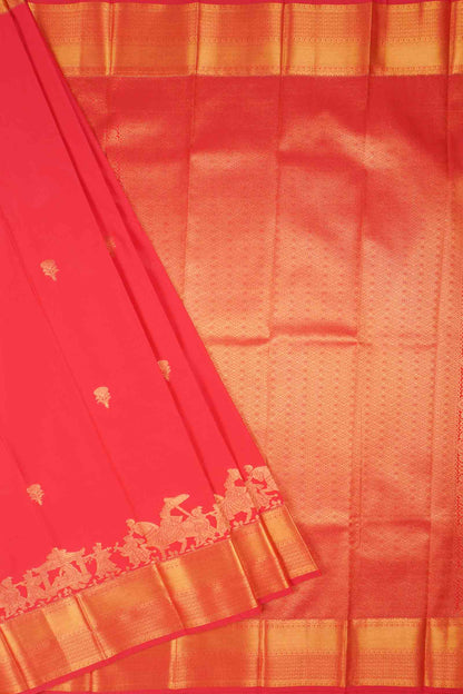 Red Colour Semi Soft Silk Small Butta Pallaku Zari Border Saree