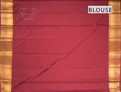 Deep Maroon Semi Soft Silk Small Butta Palanquin Zari  Border Saree