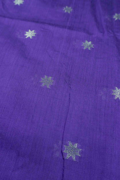 Violet Semi Maheswari Cotton Sampada Puspa Butta Contrast Pallu Saree