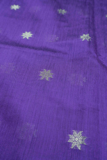 Violet Semi Maheswari Cotton Sampada Puspa Butta Contrast Pallu Saree