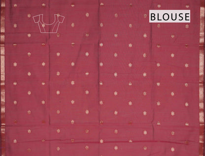 Violet Semi Maheswari Cotton Sampada Puspa Butta Contrast Pallu Saree