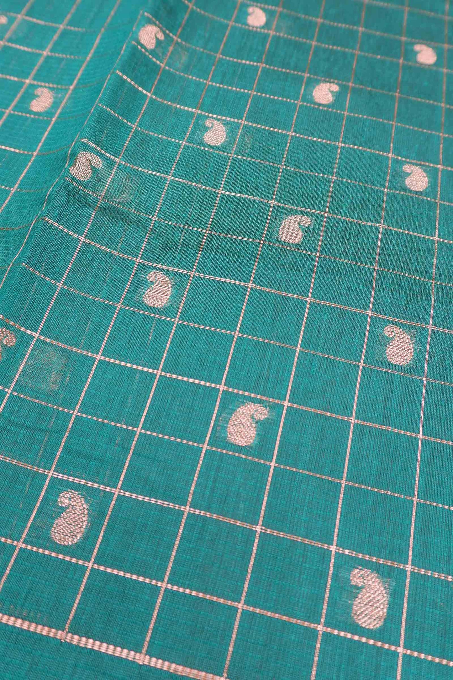 Green Semi Maheswari Cotton Chandrika Checks Butta Saree NAA232