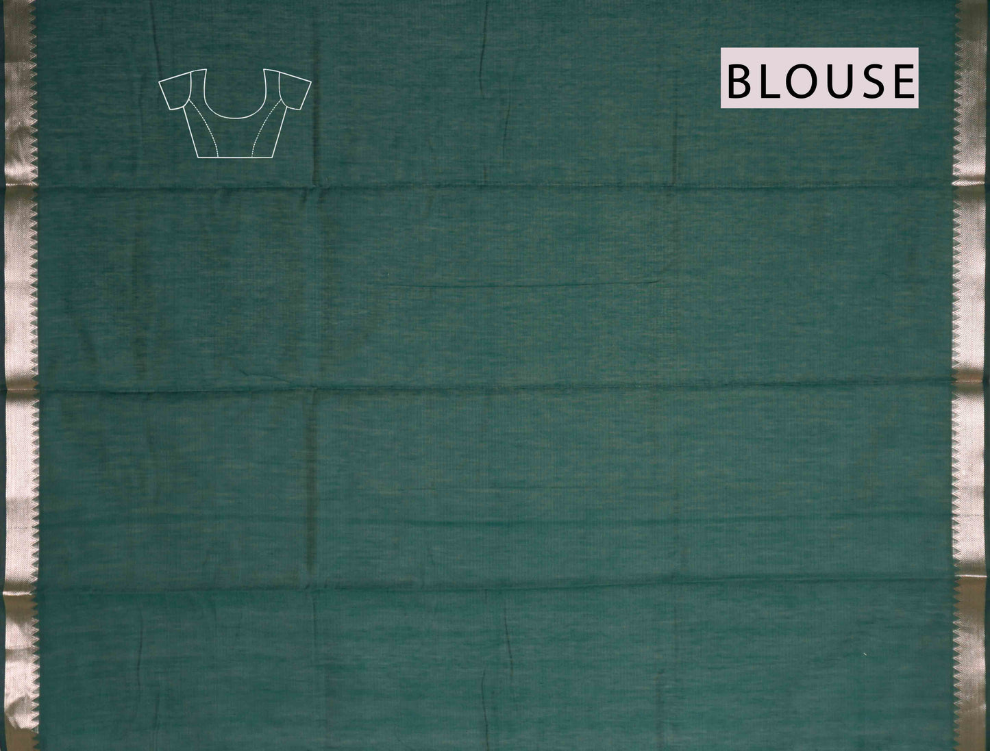 Dark Green Semi Maheswari Cotton Chandrika Checks Butta Saree NAA233