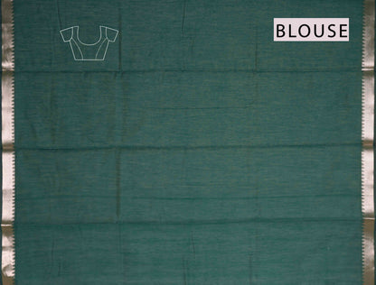 Dark Green Semi Maheswari Cotton Chandrika Checks Butta Saree NAA233