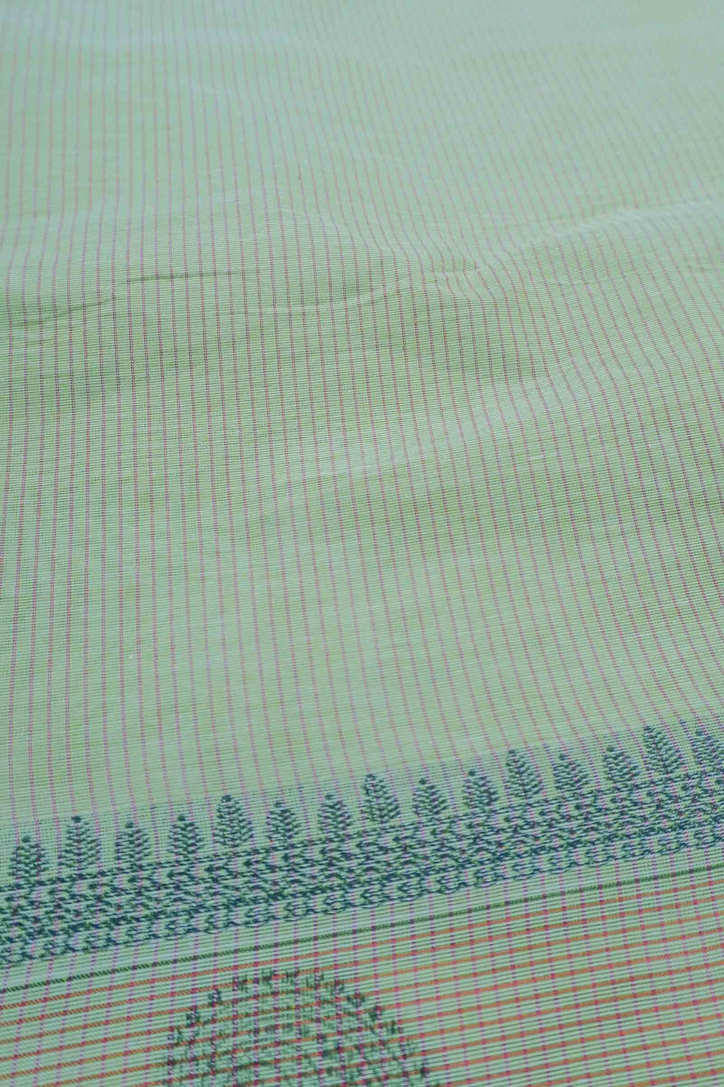 Light Pista Green Pure South Cotton Long Paisely Butta Saree NAA240