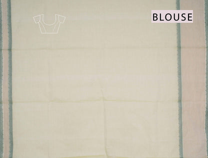 Light Pista Green Pure South Cotton Long Paisely Butta Saree NAA240