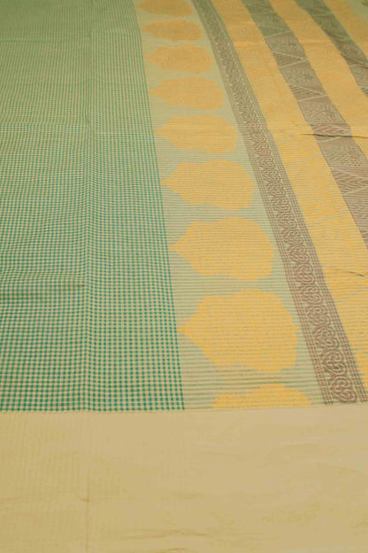 Green Pure South Cotton Mini Checks Annam Border Saree