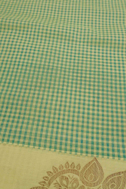 Green Pure South Cotton Mini Checks Annam Border Saree
