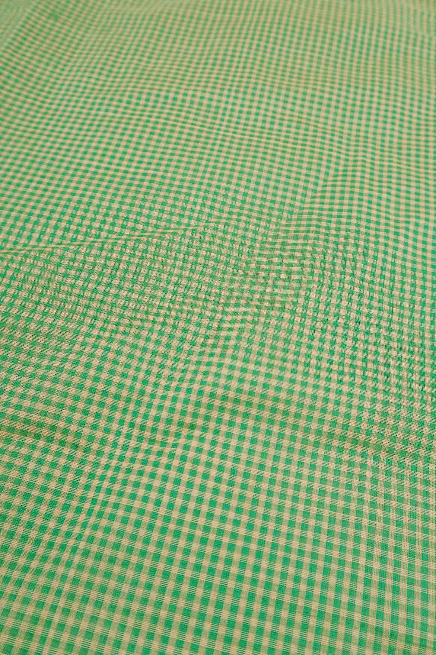 Green Pure South Cotton Mini Checks  Annan Border Saree