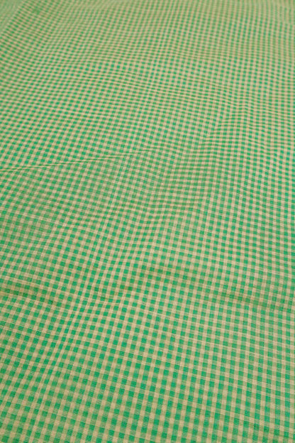 Green Pure South Cotton Mini Checks  Annan Border Saree