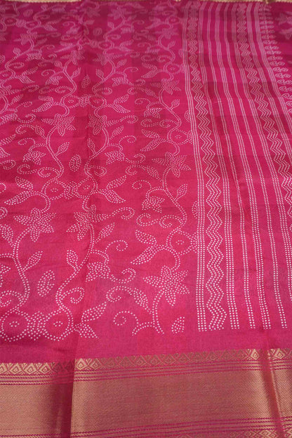 Red Printed Cotton Dot Florals Zari Border Saree