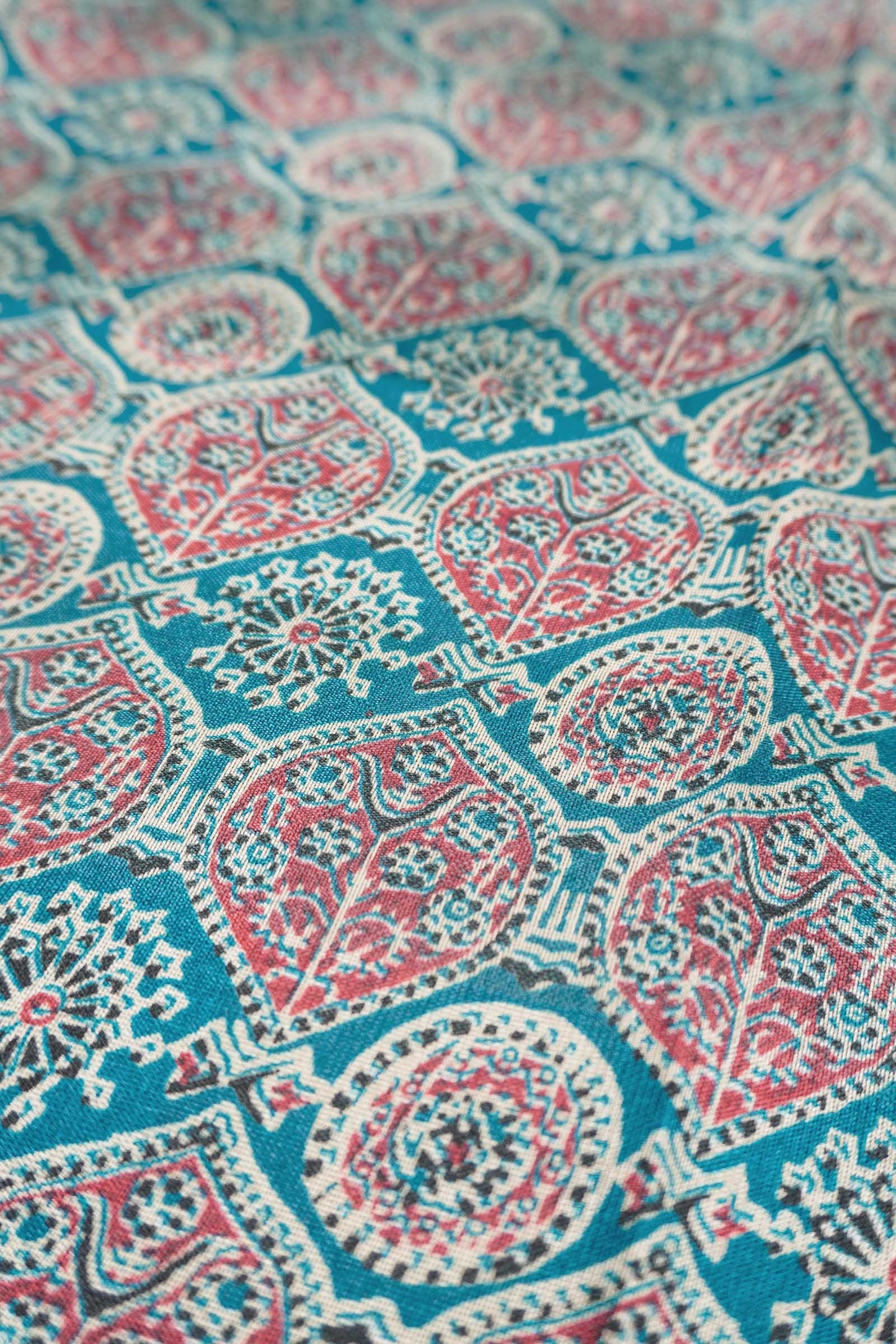 Blue Printed Cotton Ajrakh Style Prints Zari Border Saree