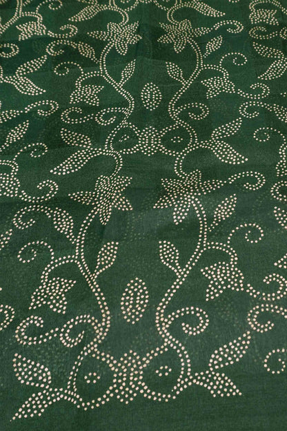 Green Printed Cotton Rangoli Dots Zari Border Saree
